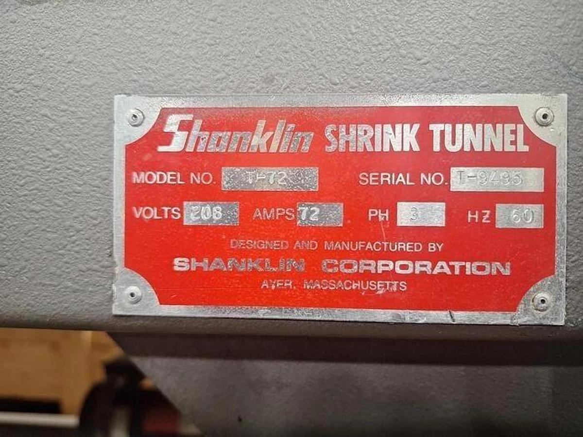 Used SHANKLIN T-72 HIGH SPEED SHRINK TUNNEL 22 INCH WIDE