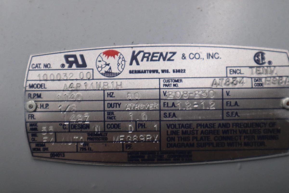 Used Krenz-vent A4P11NB1H Transformer Cooling Fan 1140 RPM 1/6 HP 60HZ - STOCK 5045CC