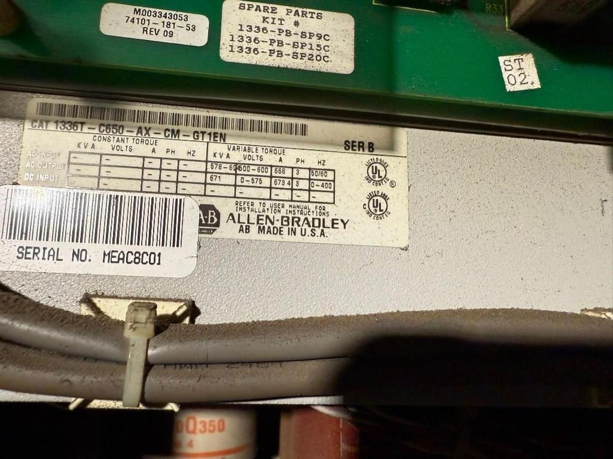 Used ALLEN BRADLEY 1336T-C650-AX-GT1EN / 1336TC650AXGT1EN (USED) 1336T DRIVE 600V
