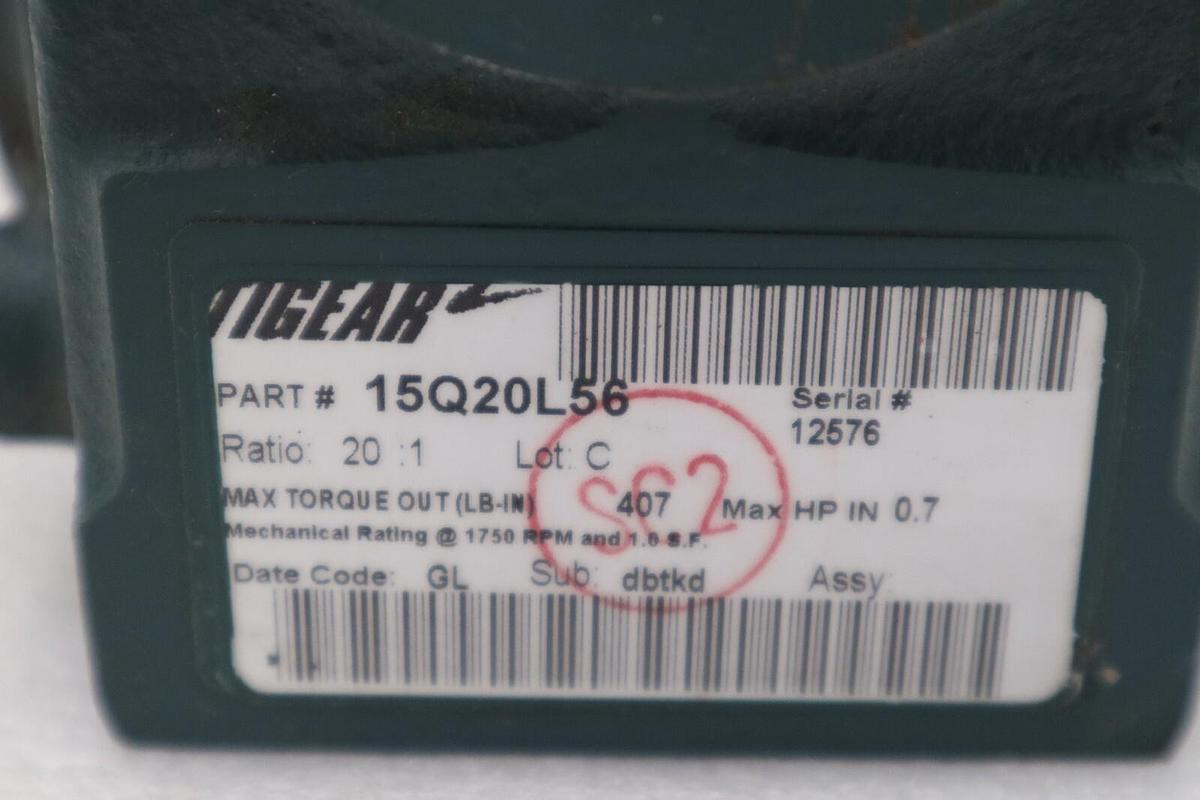 Used NEW BALDOR 15Q20L56 GEAR REDUCER 20:1 STOCK H982