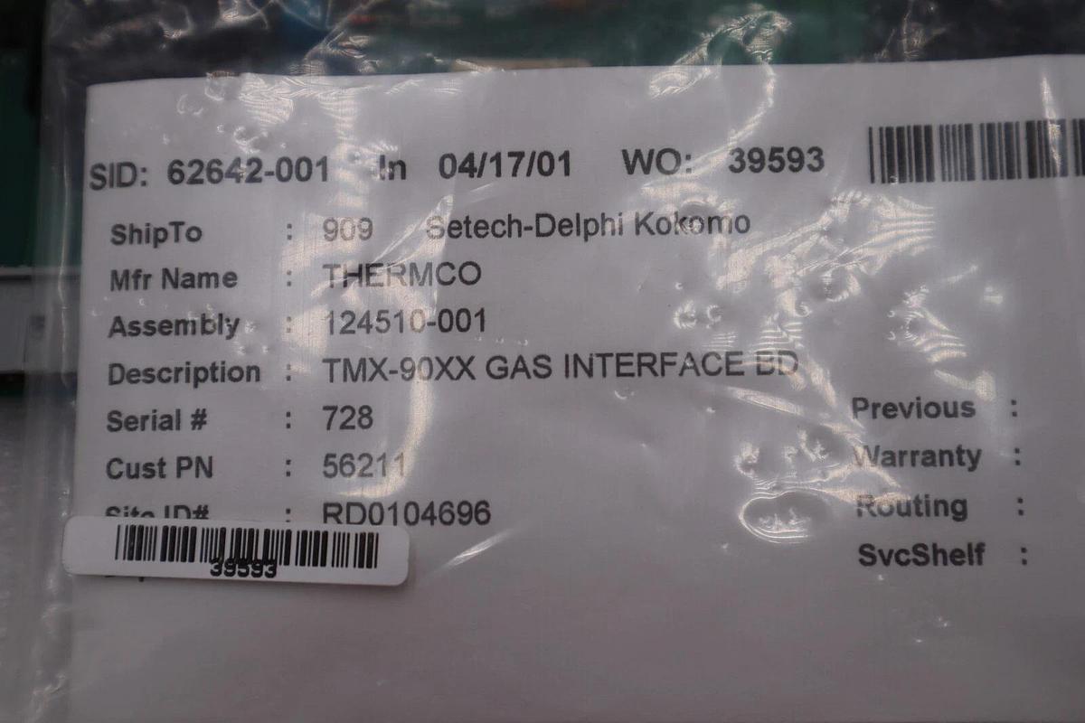 THERMCO TMX-90XX 124510-001 MF 73035 89-5 REV G BOARD STOCK #2698