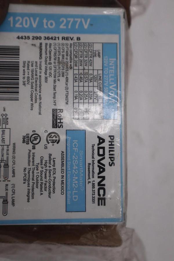 NEW Philips Advance Ballast Kit ICF-2S42-M2-LD SmartMate STOCK K-4033CC 781087102947