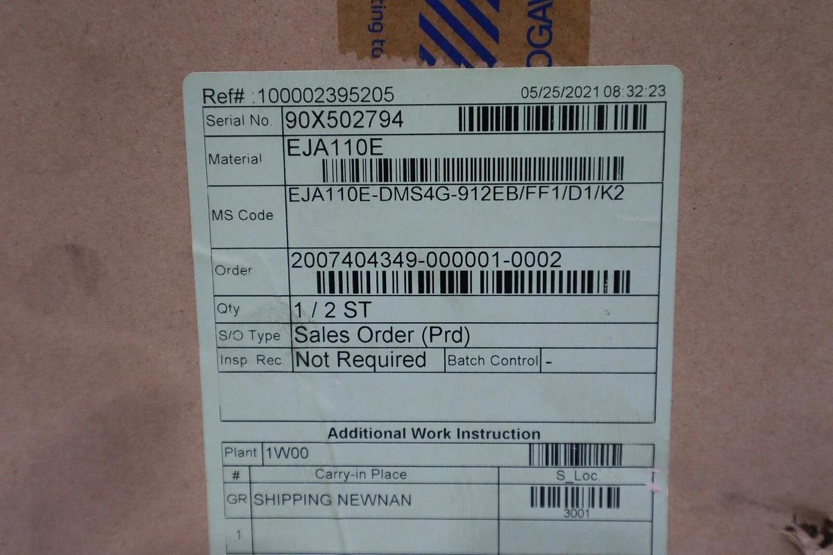 YOKOGAWA EJA110E-DMS4G-912EB/FF1/D1/K2 - EJA110E DIFFERENTIAL TRANSMITTER NEW