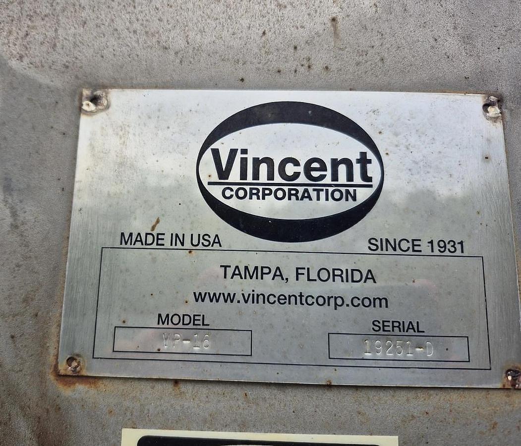 Used VINCENT CORPORATION MODEL VP-16 STAINLESS STEEL SCREW PRESS MANUFACTURED 2019