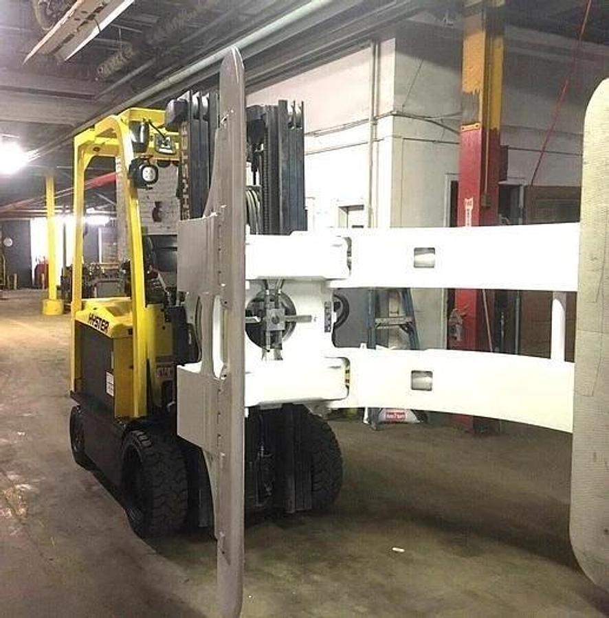 Used 2017 HYSTER E60XN-33 6000 POUND ELECTRIC FORKLIFT WITH 64" ROLL CLAMP 6600 HOURS