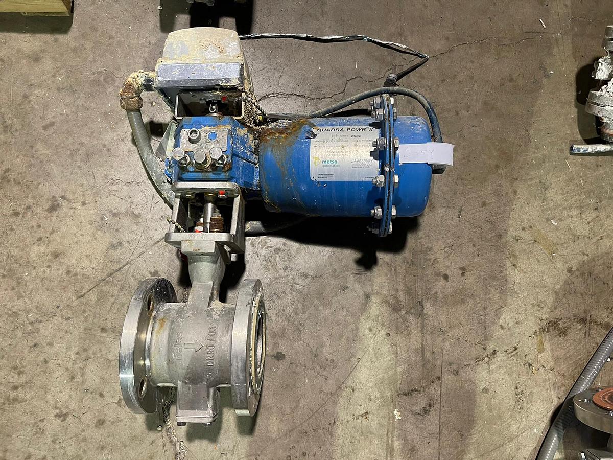 Used 3.5" JAMESBURY QUADRA-POWR X METSO QPX2C/K20 100PSI V-BALL VALVE NELES S-54 W-26