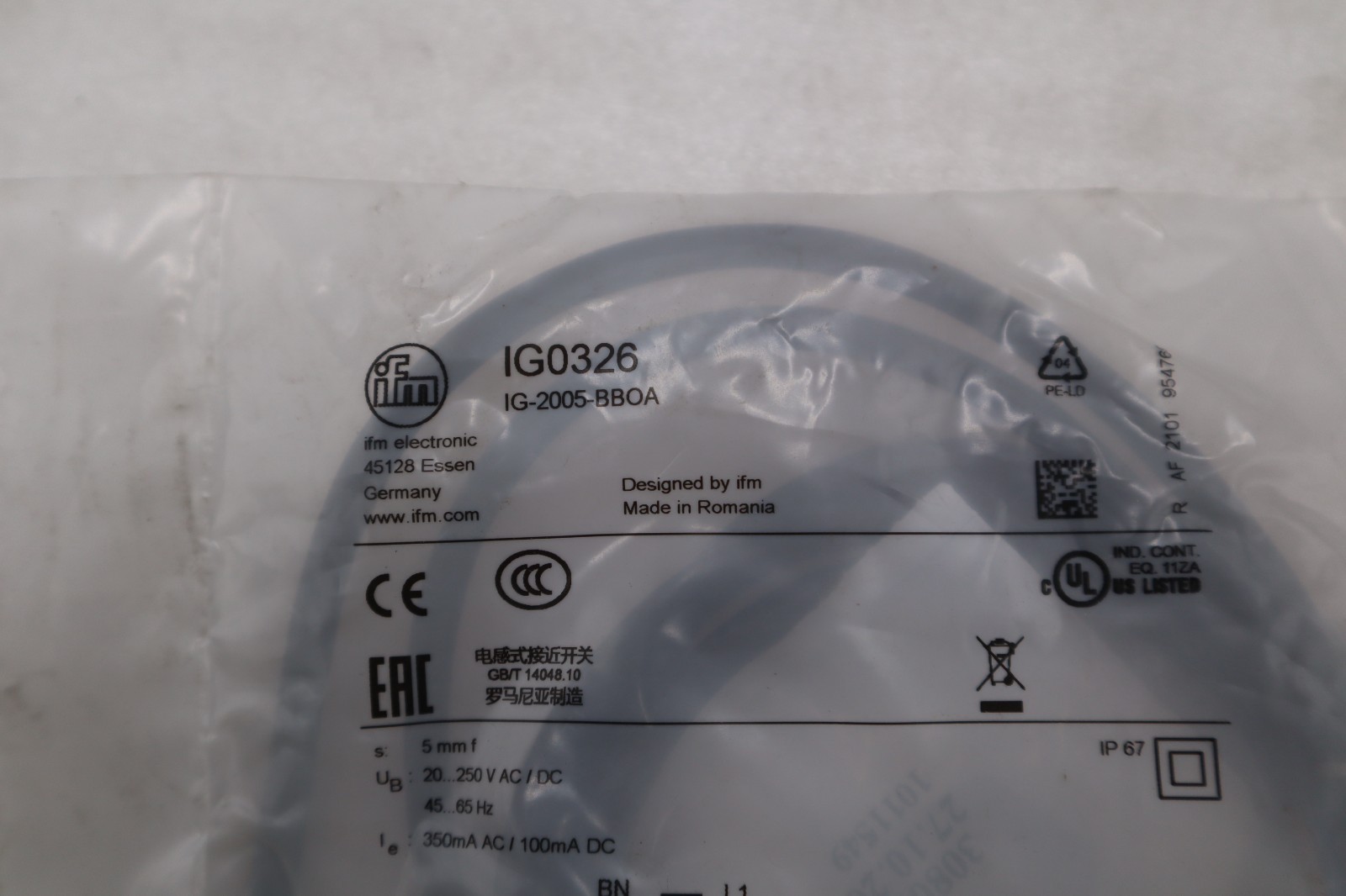 EFECTOR IG-2005-BBOA/ IG0326 / IG2005BBOAIG0326 - STOCK GF290A