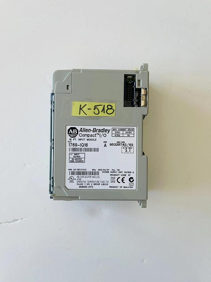 Used Allen-Bradley 1769-IQ16 SER A Compact I/O Module #K-518