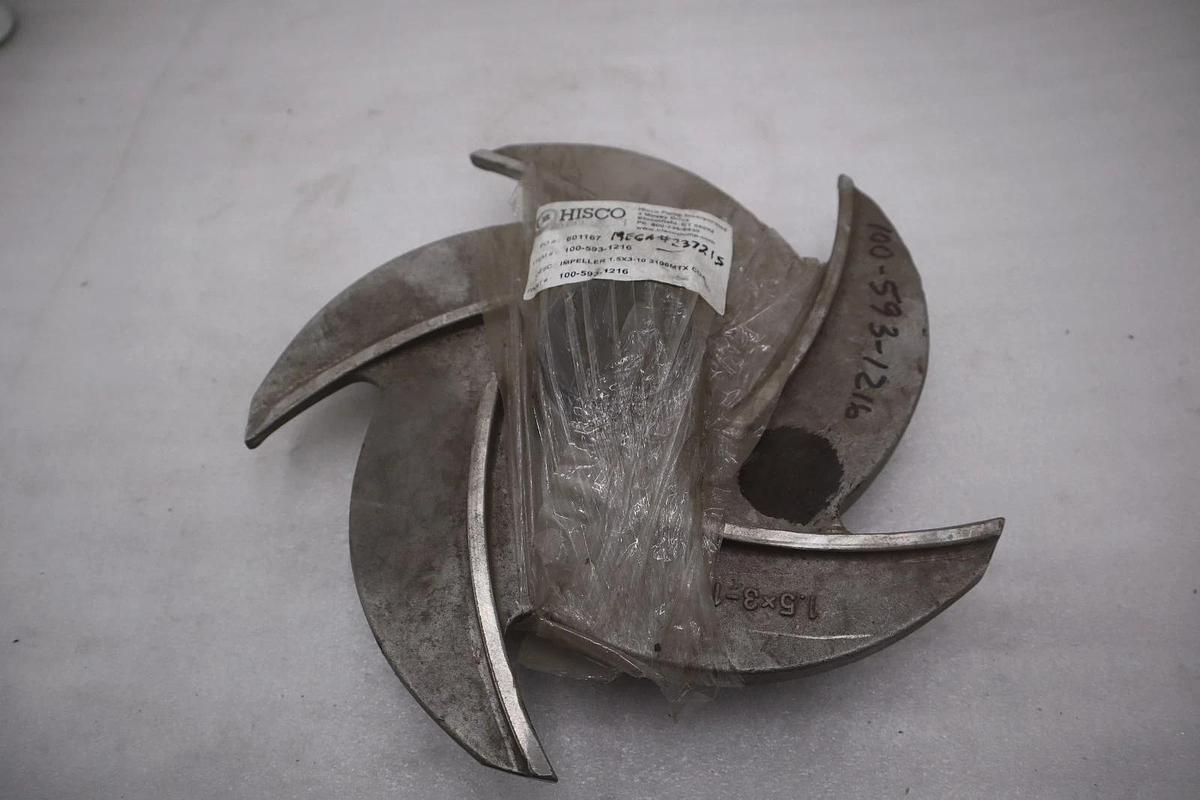Used Goulds 3196MTX 1.5x3-10 100-593-1216 Stainless 5 Vane Open Impeller - STK GF715
