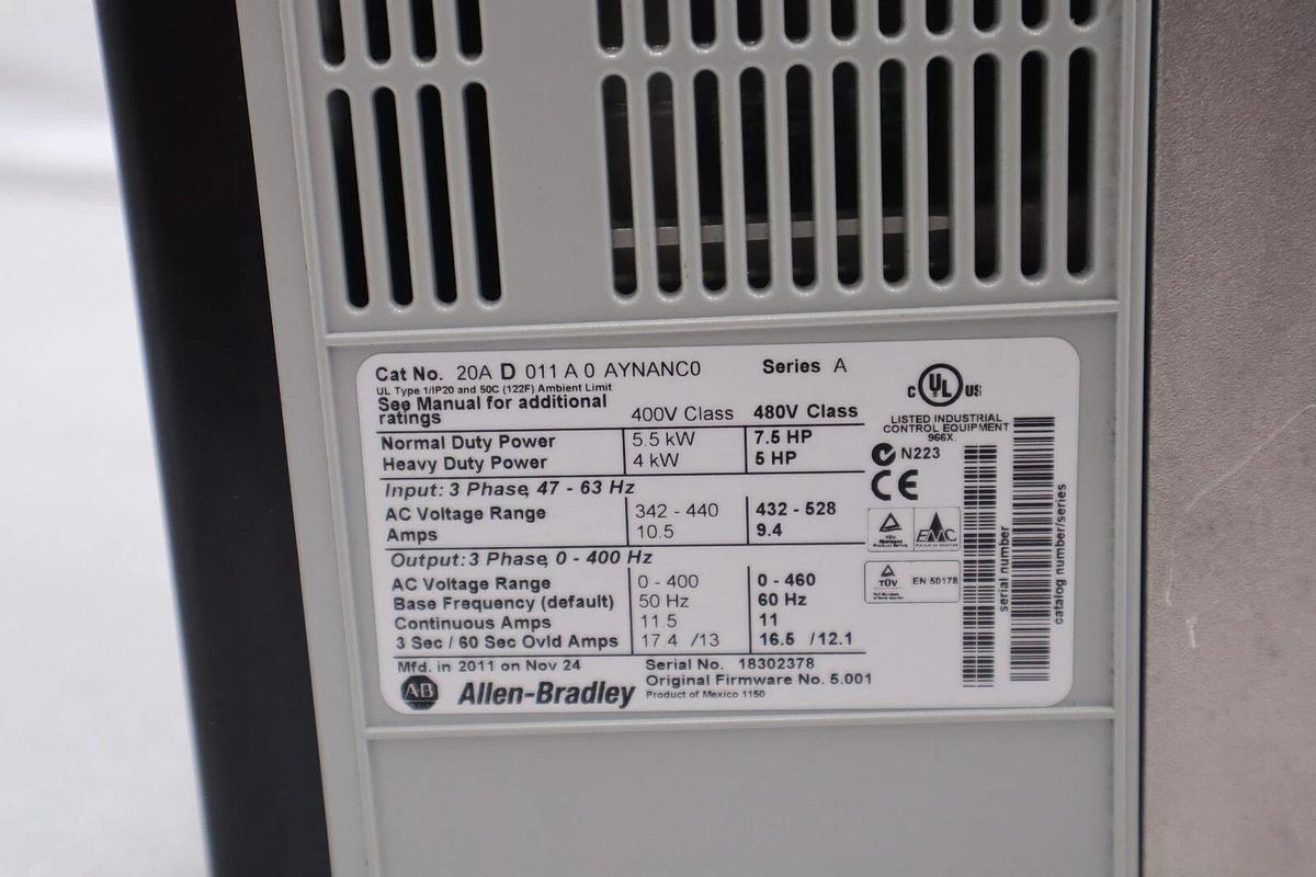NEW Allen-Bradley PowerFlex 70 20AD011A0AYNANC0 No HIM AC Drive STOCK 4008