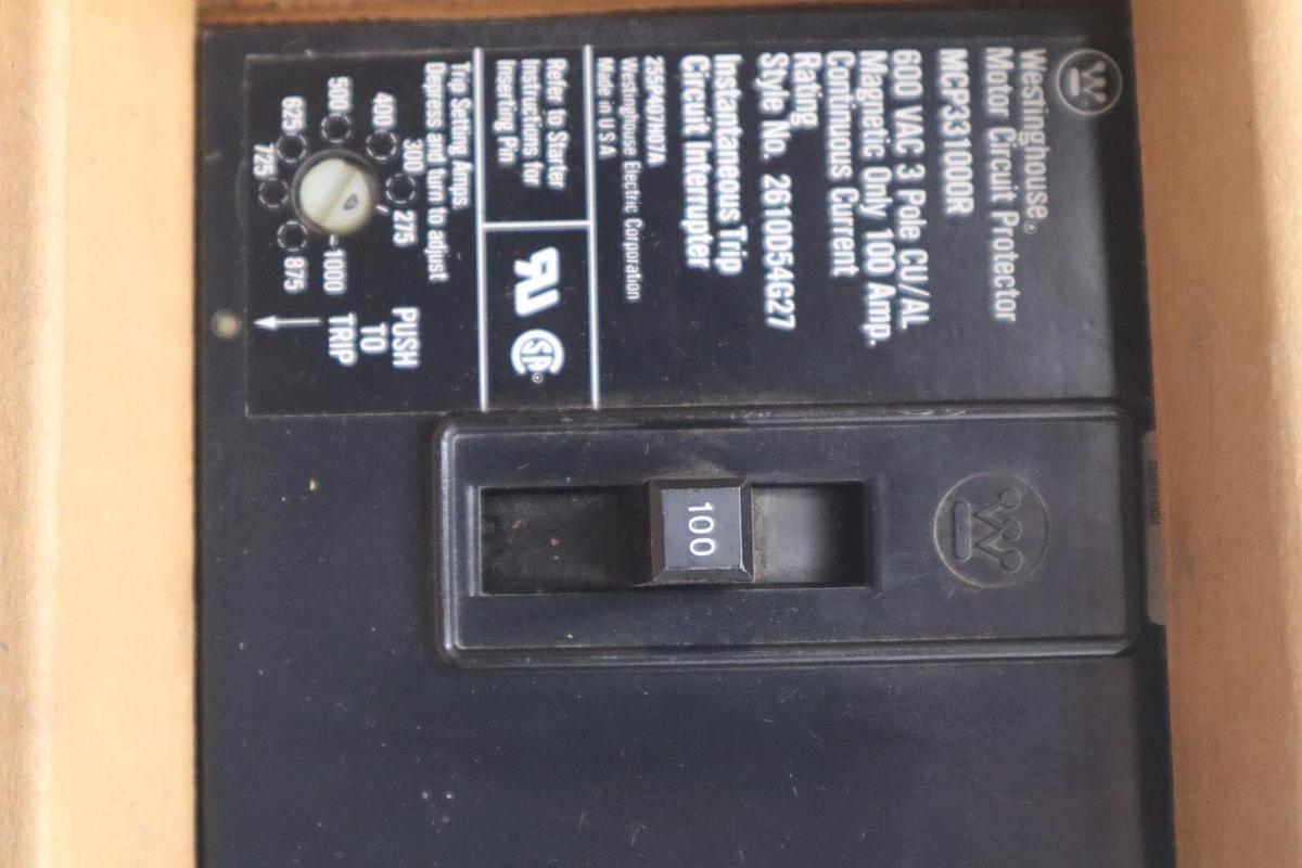 Westinghouse MCP331000R Molded Case Circuit Breaker 3p 100a Amp 600v-ac STK 5190