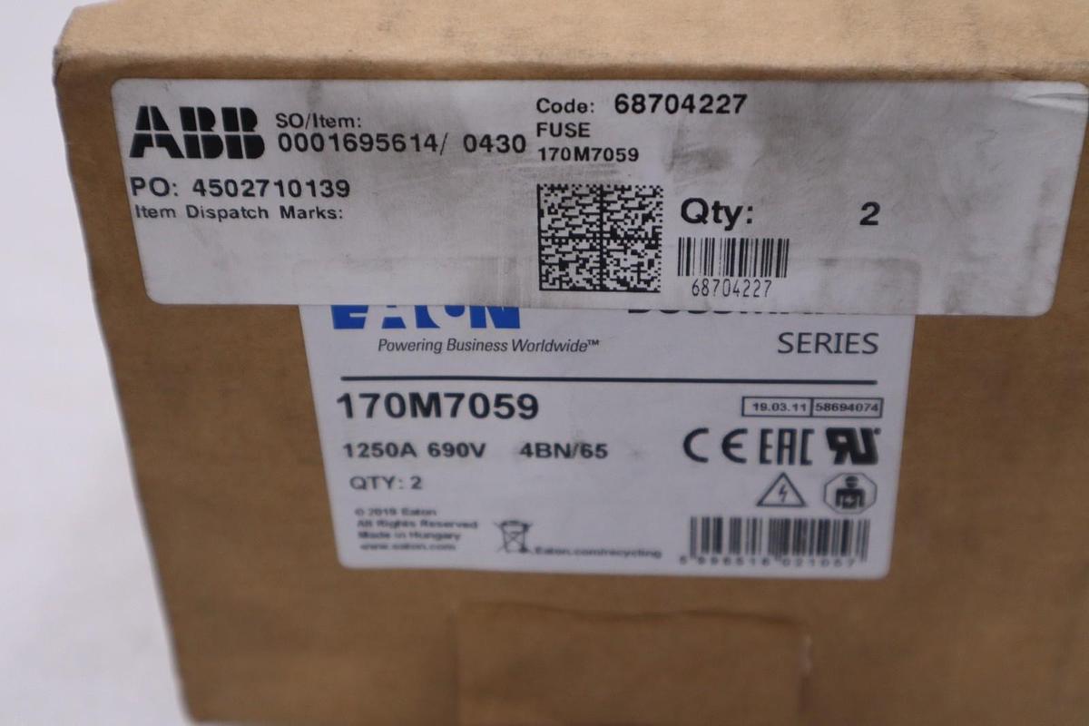 Bussmann 170M7059 FUSE 1250A 690V 4BN/65 AR UC - STOCK GF222