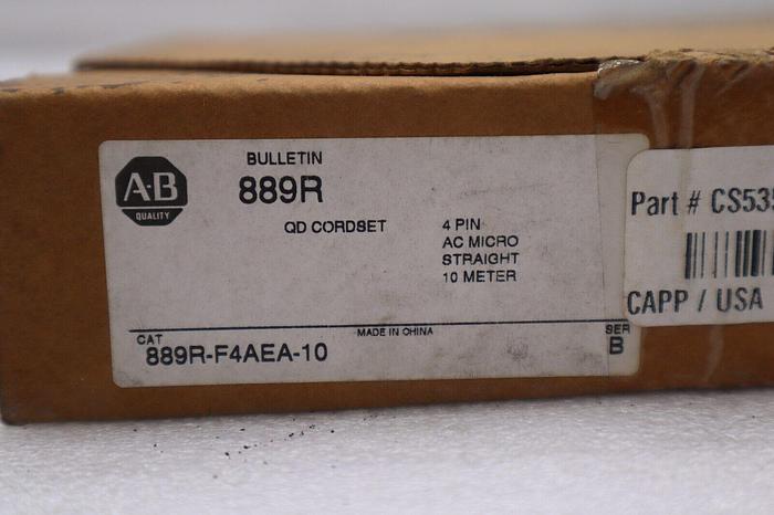 ALLEN BRADLEY 889R-F4AEA-10 QD CORDSET 4 PIN 10 METER SER B STOCK 3706