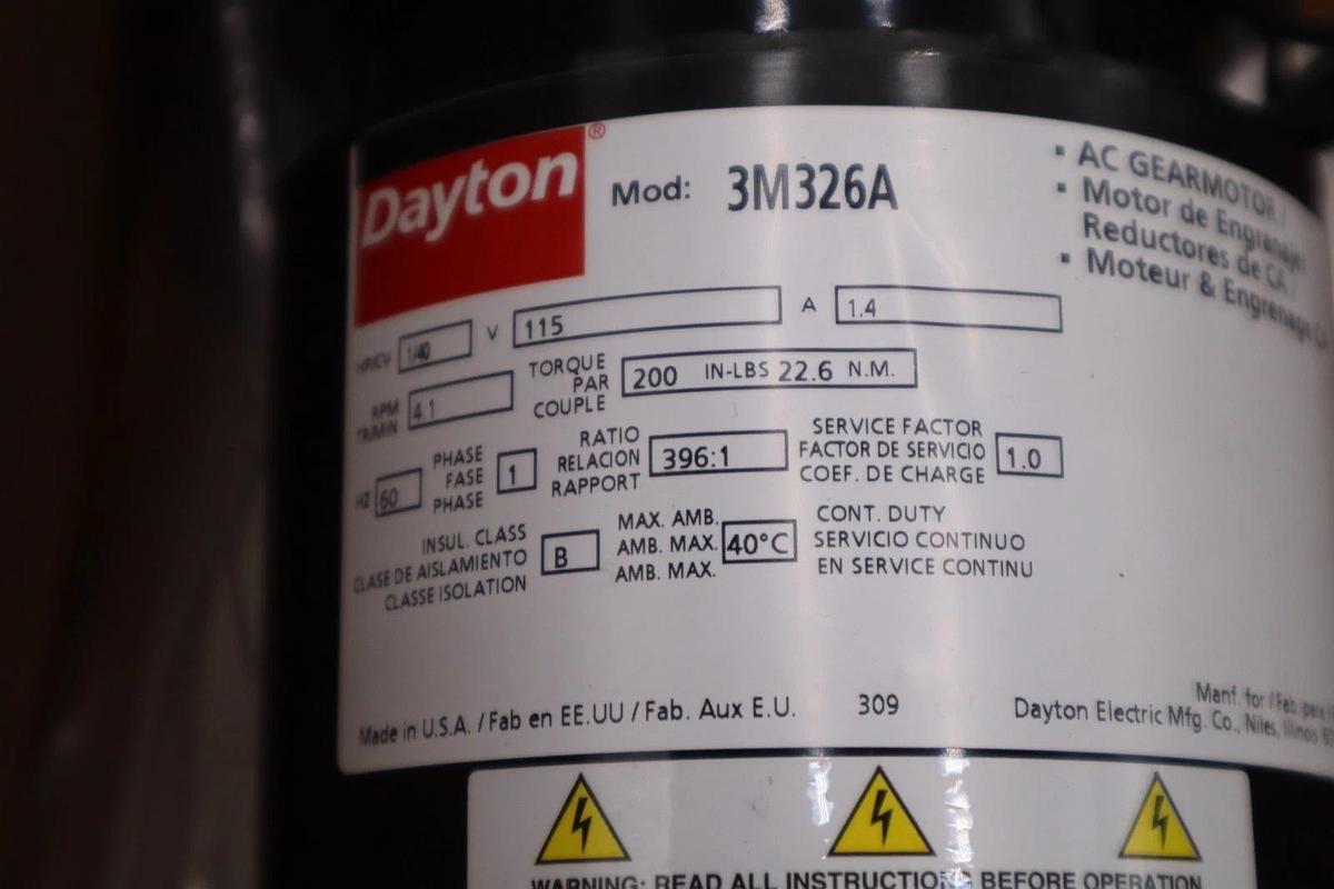 NEW DAYTON 3M326A MOTOR 115V 60HZ 1/40 HP STOCK GF-1355