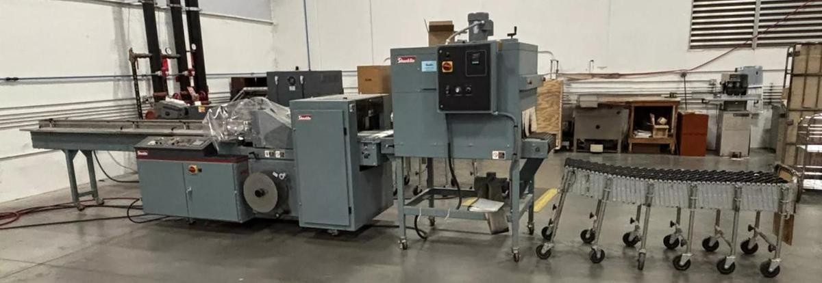 Used SHANKLIN MDL. F-5A AUTOMATIC SIDE SEAL SHRINK WRAPPER SYSTEM