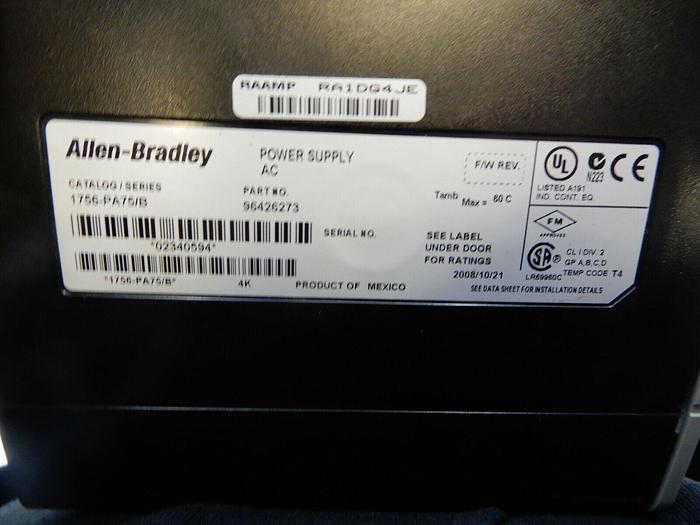Used ALLEN BRADLEY CHASSIS 1756-PA75/B 1756-A13 AND POWER SUPPLY 13 SLOTS STOCK 356