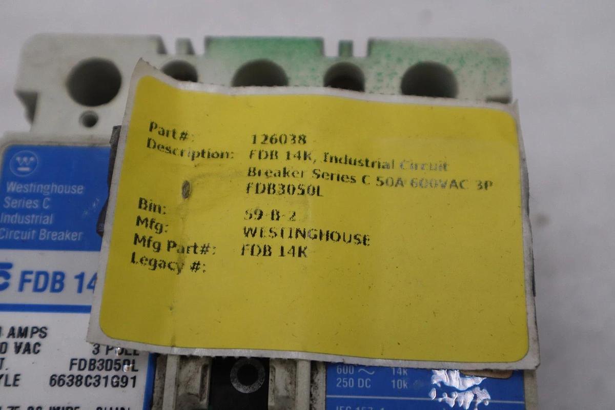 Used WESTINGHOUSE FDB3050L 50A 600VAC STOCK CC223