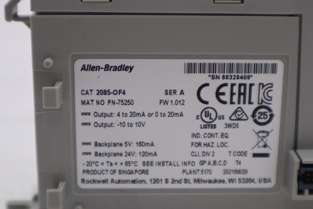 Used NEW Allen-Bradley 2085-OF4 Ser A Micro800 4 Analog Output Module STOCK K-2771