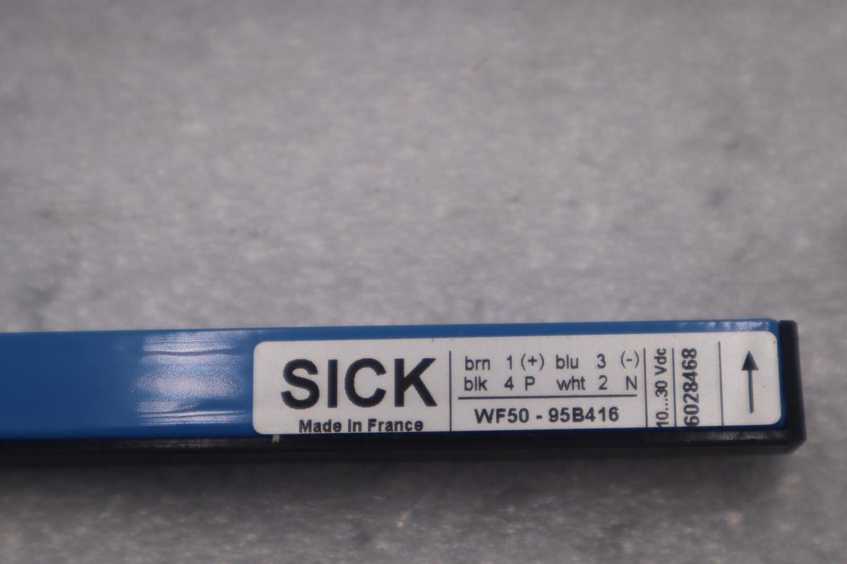 Used SICK WF50-95B416 PE SLOT SENSOR PNP/NPN IR 50MM SLOT WIDTH STOCK B-1517