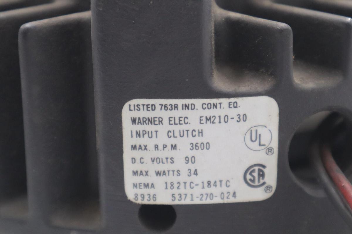 Used WARNER ELECTRIC EM210-30 INPUT CLUTCH STOCK #4692