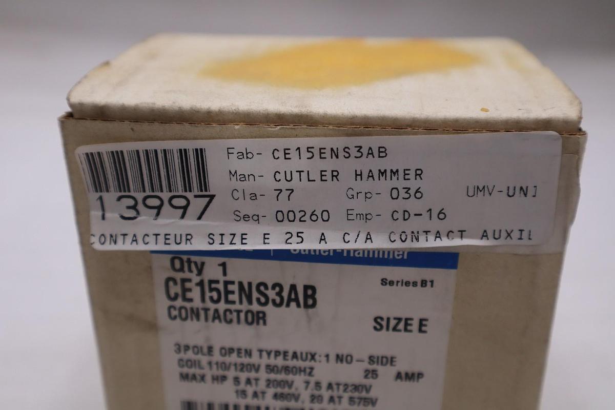 Eaton CE15ENS3AB Contactor - Size E - 3 Pole - 110/120V 50/60Hz - STK GF537A