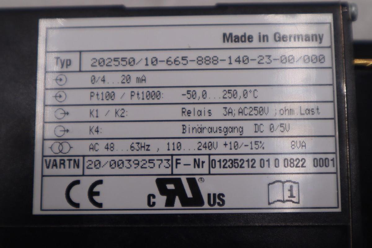 Used Jumo Regulator dtrans Type: 202550/10-665-888-140-23-00/000 STOCK L-723-A