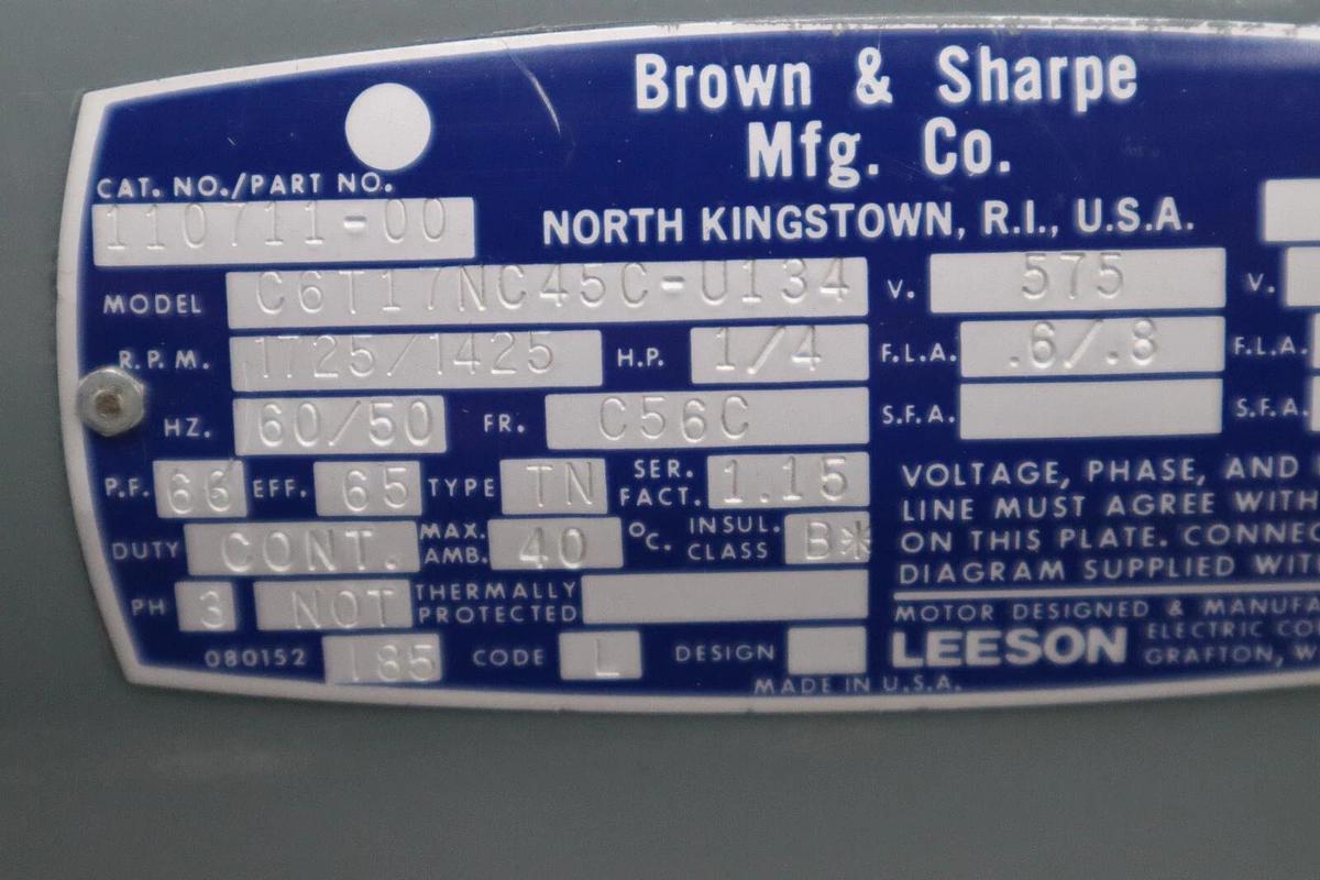 Used NEW Brown & Sharpe C6T17NC45C-U134 CAT 110711-00 1725/1425 RPM 1/4HP STOCK 103C