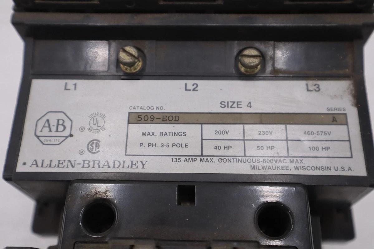 Used ALLEN BRADLEY Starter 509-EOD SER A SIZE 4 AB STOCK CC204