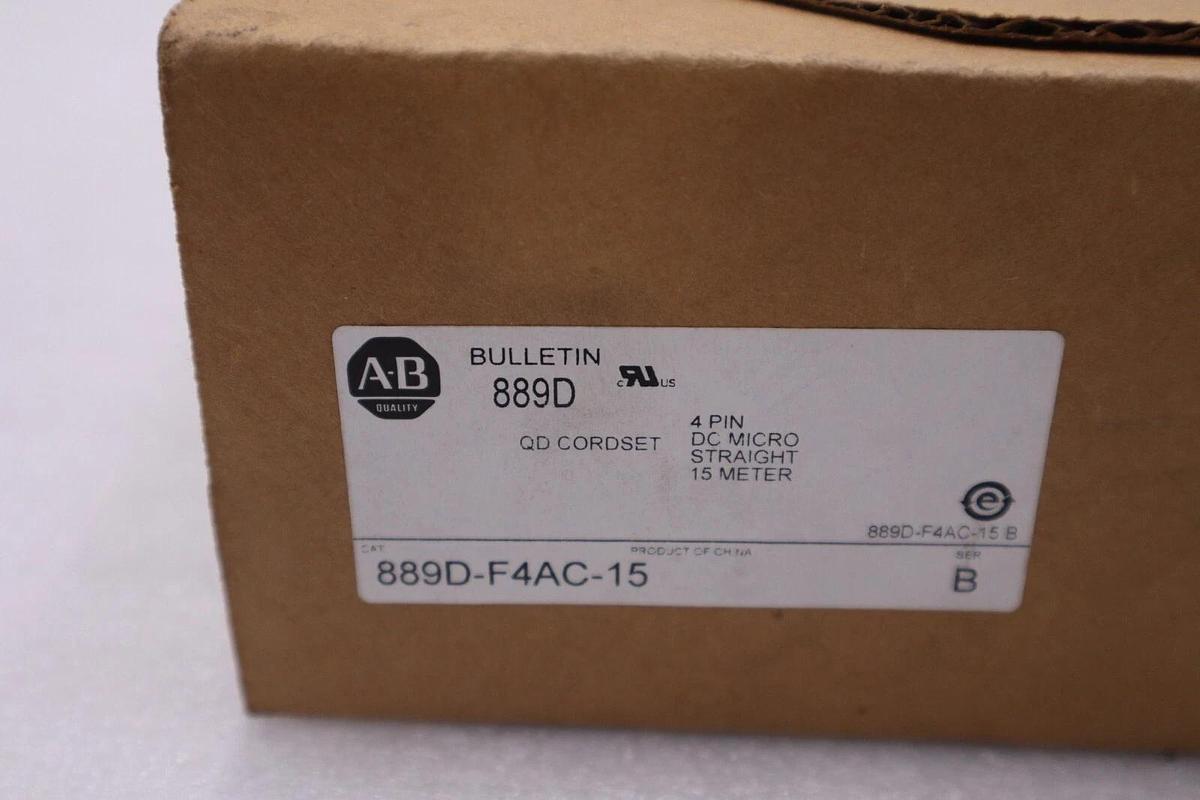 Used Allen Bradley 889D-F4AC-15 Ser B 15 Meter Straight QD Cordset 4-Pin DC Micro NEW