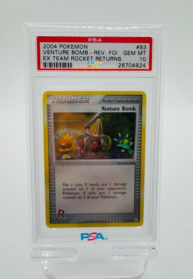 Used 2004 POKEMON EX TEAM ROCKET RETURNS #93 VENTURE BOMB-REVERSE FOIL PSA 10 LOW POP