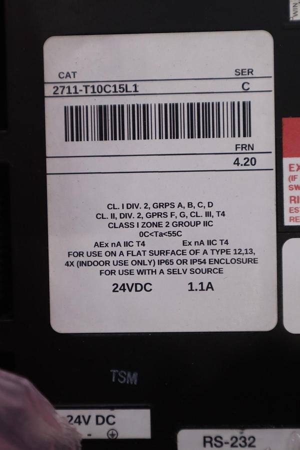 ALLEN BRADLEY 2711-T10C15L1 OPERATOR INTERFACE PANELVIEW TOUCH SCREEN - #GF302