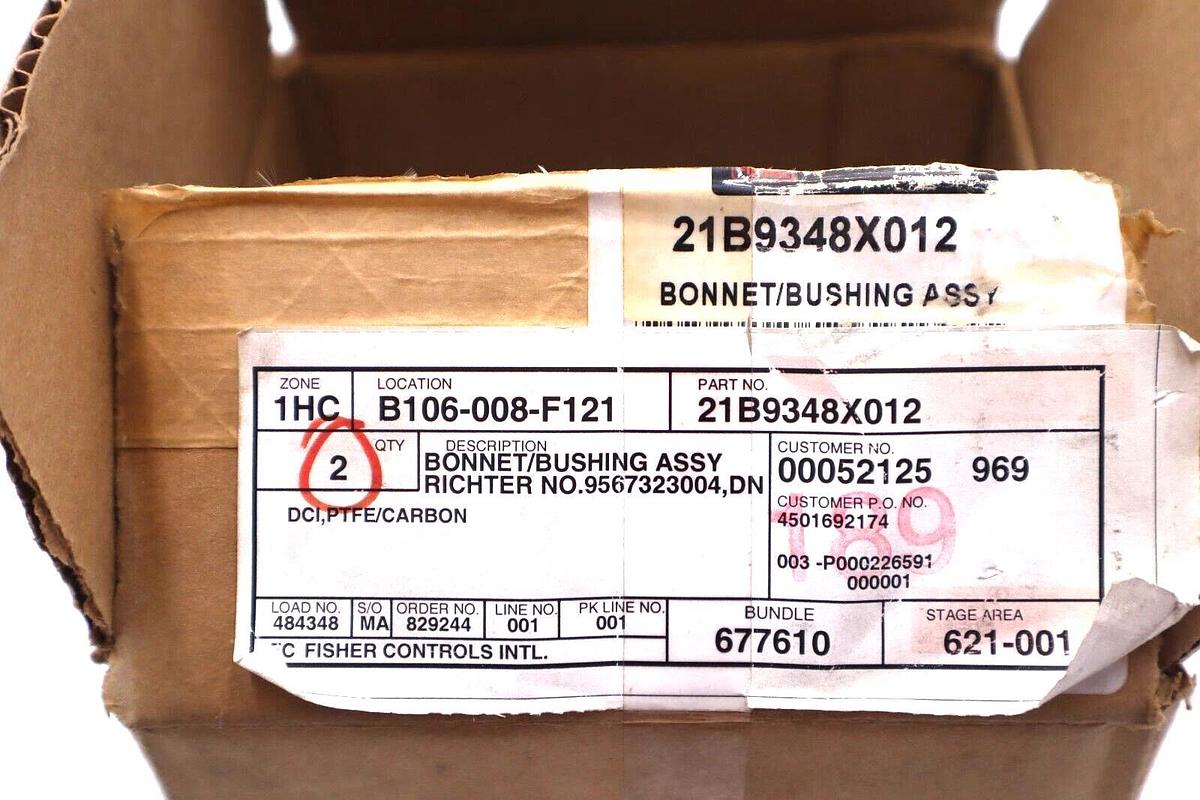 Used FISHER 21B9348X012 BONNET/BUSHING ASSY STOCK #2942