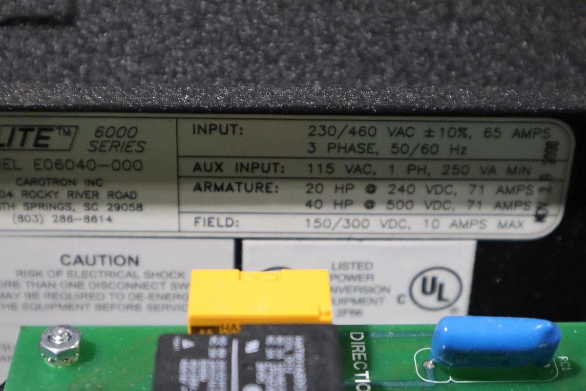 Carotron E06040-000 ELITE D.C. MOTOR CONTROLLER WITH CABINET NEW STOCK S-575