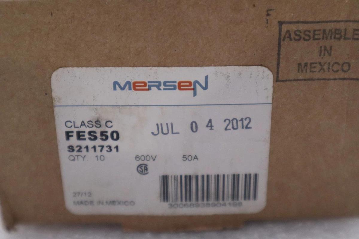 Used Mersen FES50 FES-50 50A 600V Fuse (FULL BOX OF 10) NEW STOCK 4893A