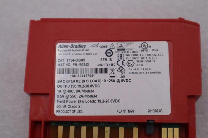 Used Allen-Bradley 1734-OB8S Safety Output Module STOCK 5827