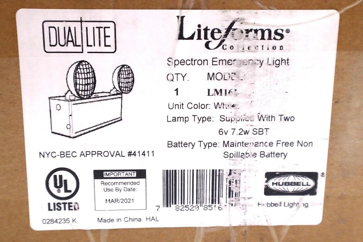 HUBBELL LIGHTING SPECTRON EMERGEMCY LIGHT NON SPILLABLE BATTERY STOCK #2493