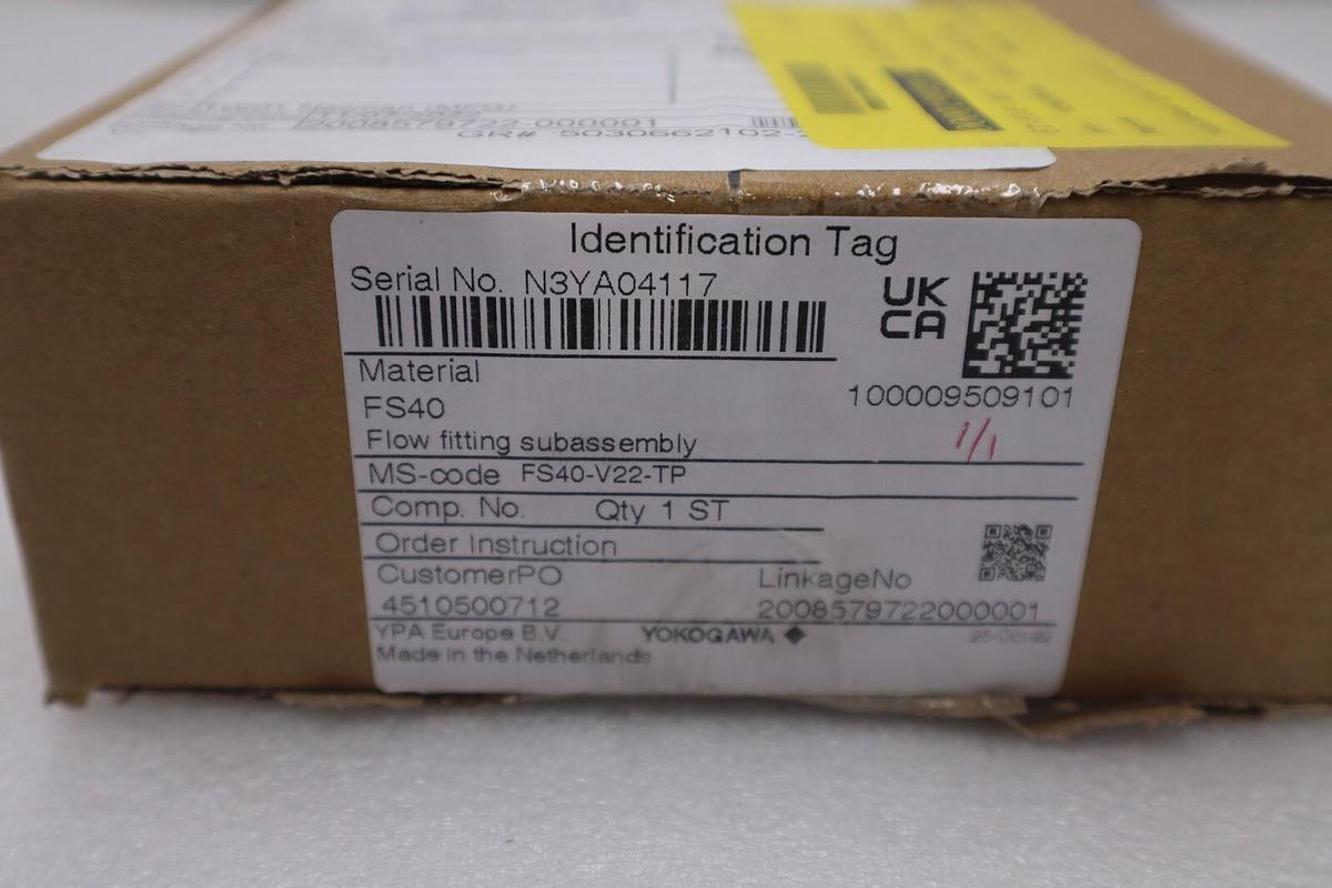 Used NEW YOKOGAWA FS40-V22-TP FLOW FITTING SUBASSEMBLY STAINLESS STEEL STOCK G428A