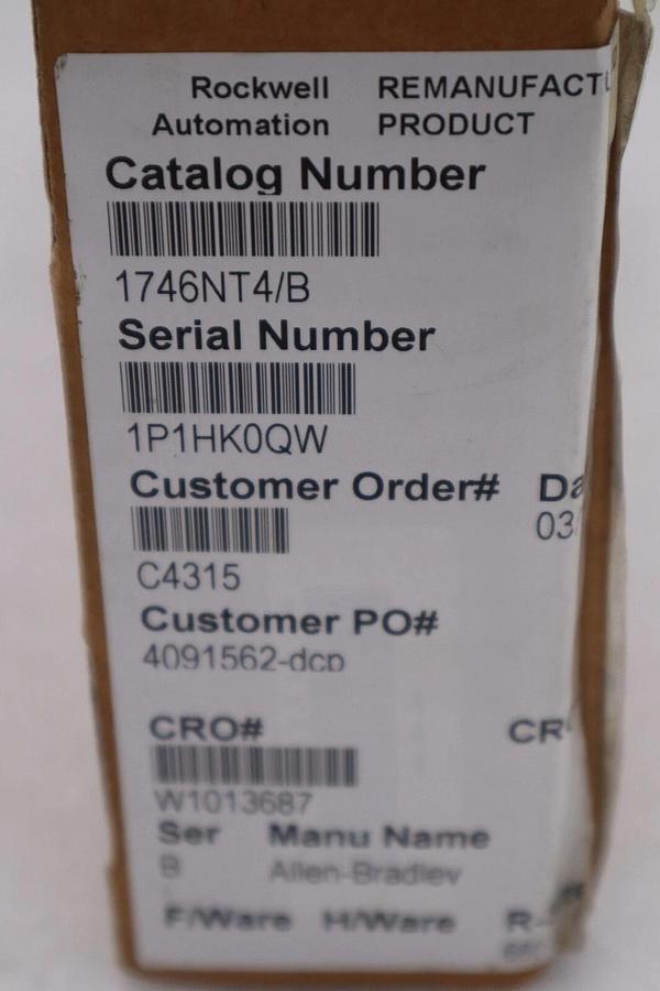 Refurbished Allen Bradley 1746-NT4 Series B Thermocouple Input Module STOCK H125