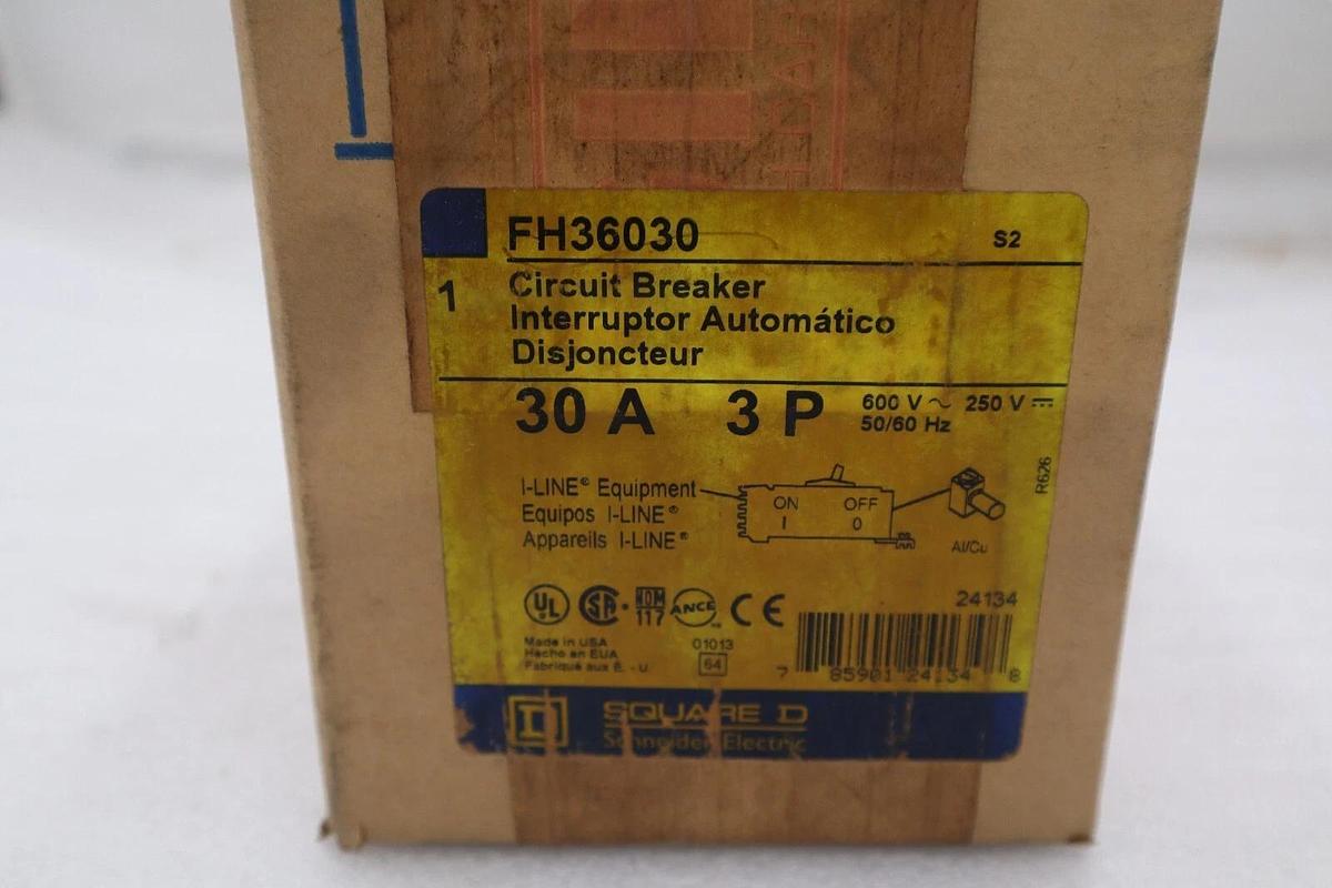 Used NEW SEALED Square D FH36030 I-Line Circuit Breaker 600V 3P 3PH 30 AMP STOCK H156