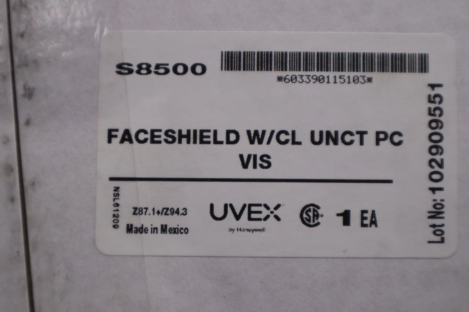 Used LOT OF 4 - High Performance S8500 Faceshield W/CL UNCT PC VIS - STOCK SGF96