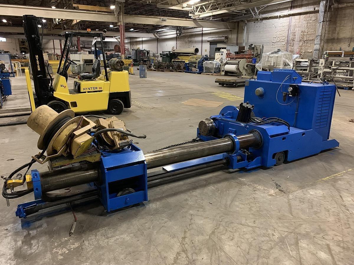 Used 65" JAGENBERG MODEL SE-18 SHAFTLESS FLOOR PICK UP UNWIND STAND 72" ROLL DIAMETER