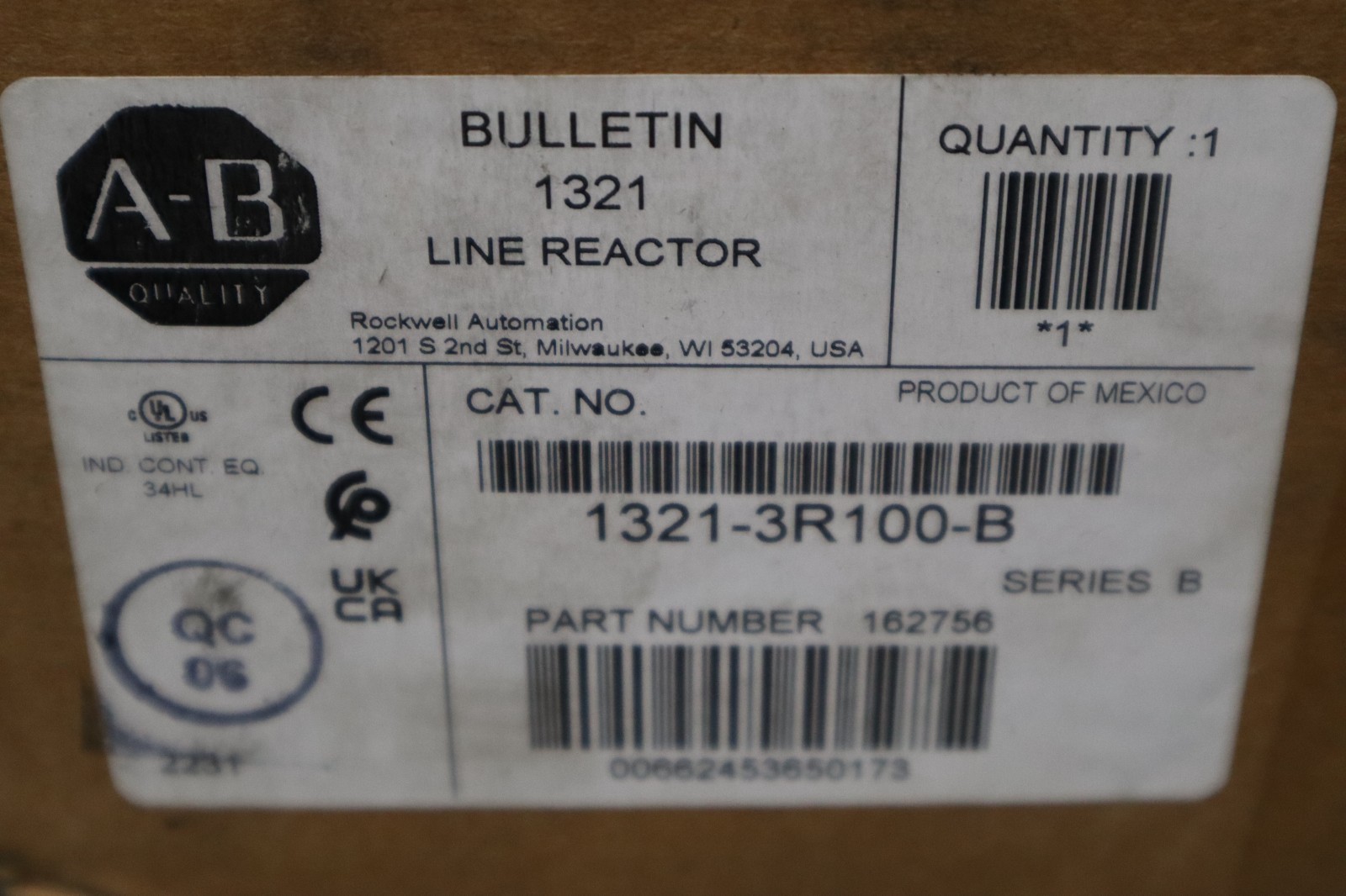 Allen Bradley 1321-3R100-B Line Reactor 0.3mh 3ph 690v-ac - STOCK GF507
