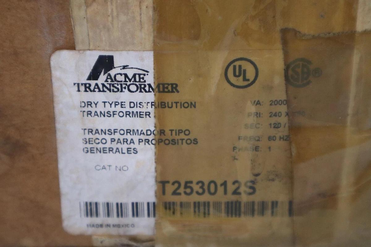 Used NEW ACME ELECTRIC T253012S TRANSFORMER STOCK H865