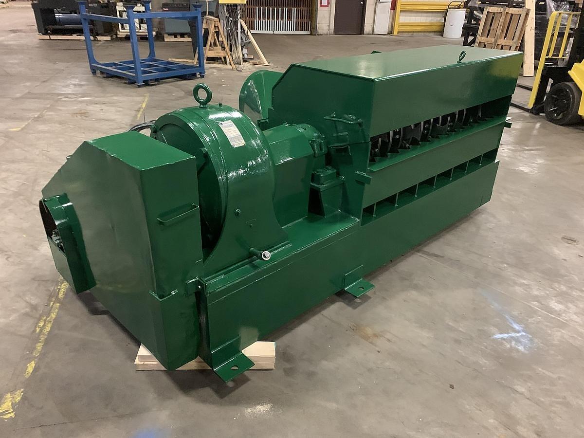 Used 60" WIDE MAREN PINCH BELT CONVEYOR SHREDDER 50 HP BOX FLATTENING SHREDDER