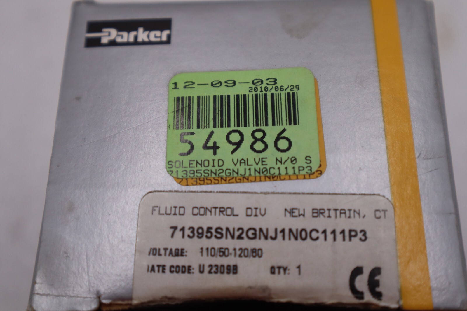 Used PARKER 71395SN2GNJ1N0C111P3 FLUID CONTROL SOLENOID VALVE STOCK L-263-A