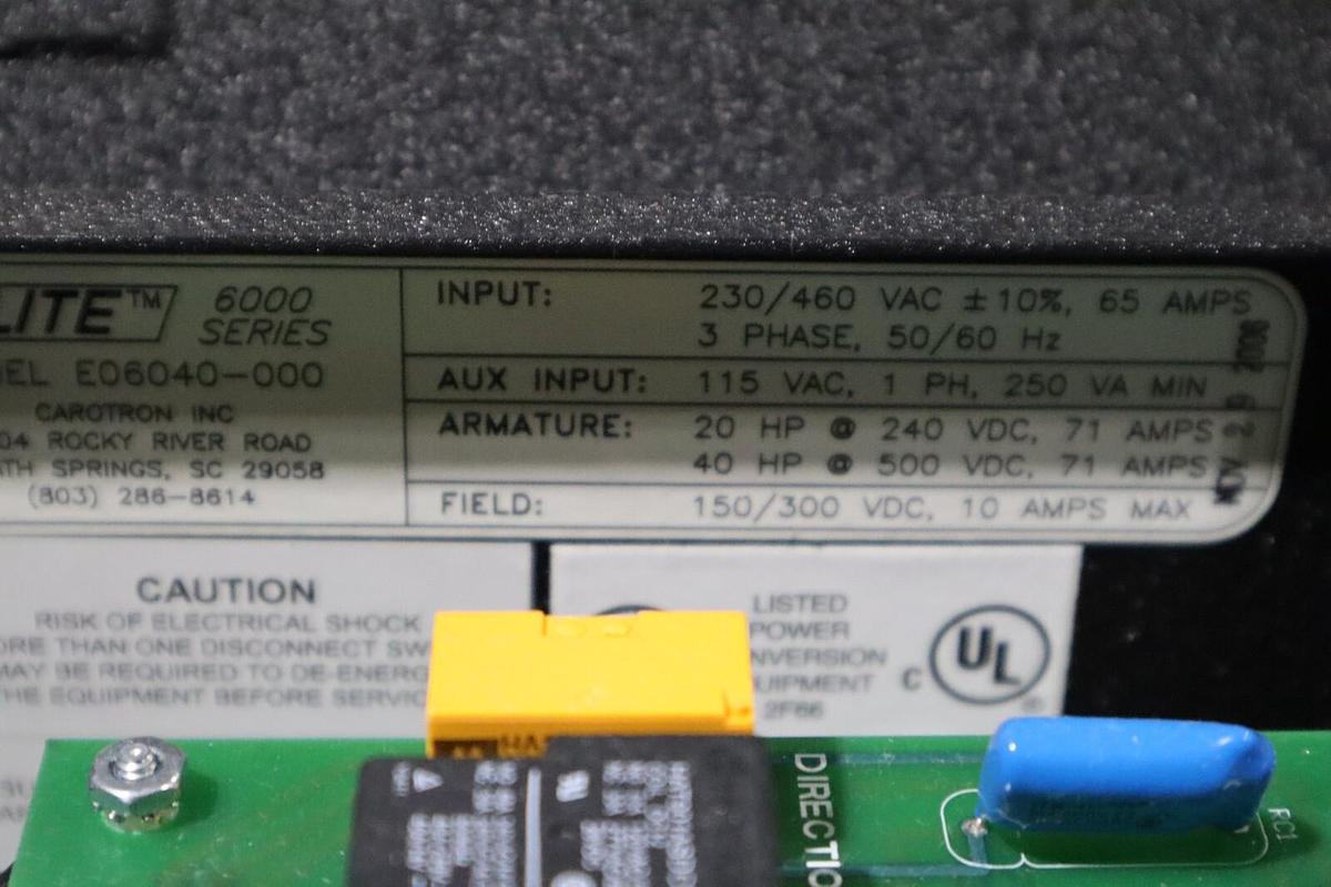 Used Carotron E06040-000 ELITE D.C. MOTOR CONTROLLER WITH CABINET NEW STOCK S-575