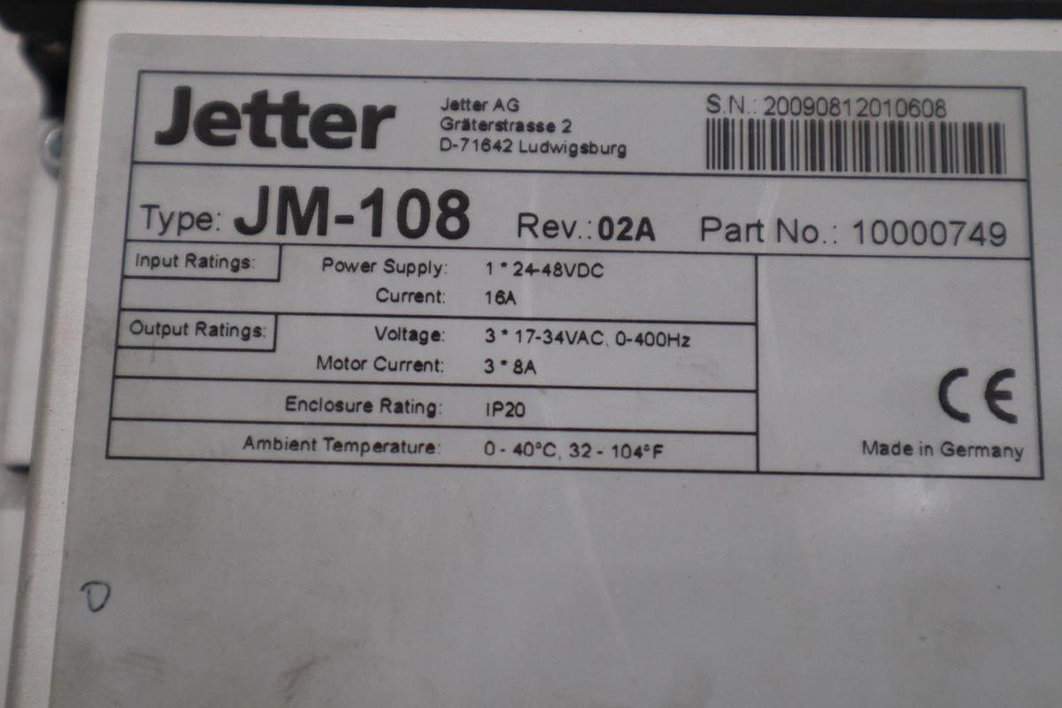 JETTER JM-108 REV 02A PART NO 10000749 Servo Drive STOCK H985A