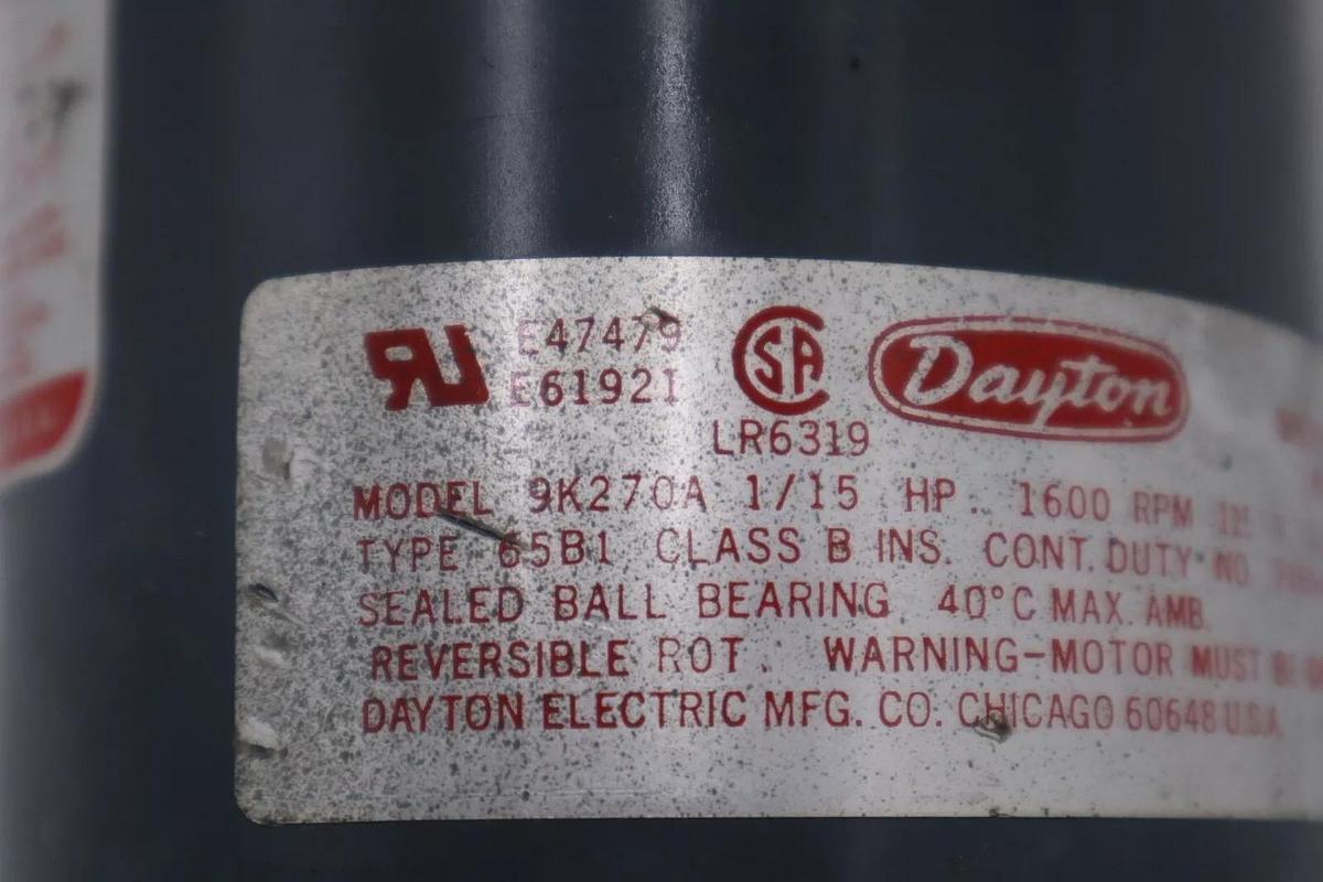 DAYTON 9K270A 1/15 HP 1600 RPM MOTOR STOCK #M-4