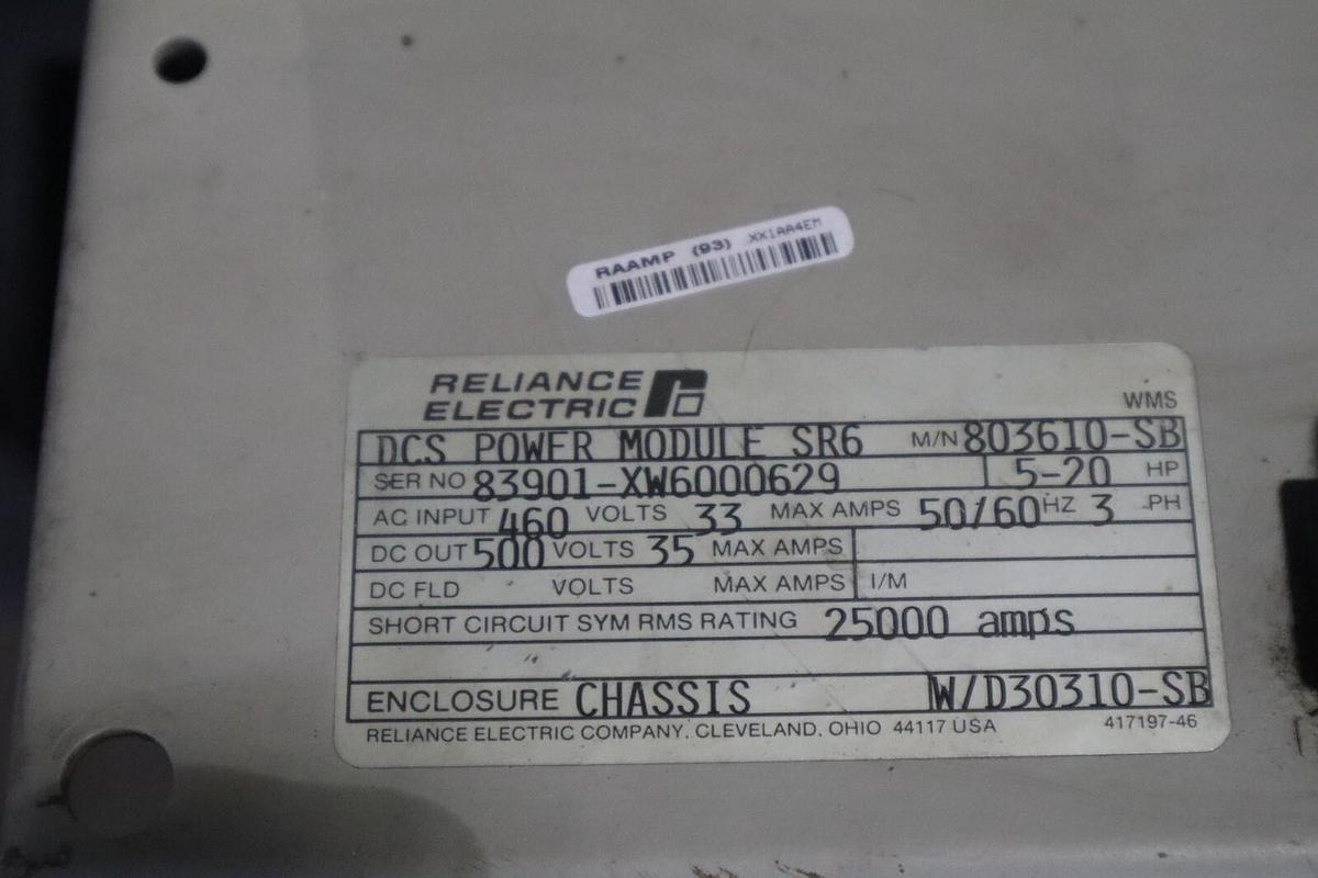 Used Reliance DCS Power Module 803610-SB 5/20HP 460V 33AMP 50/60HZ 3PH STOCK 1664C