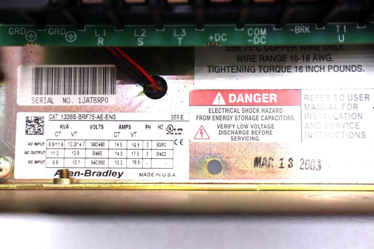 ALLEN BRADLEY 1336 PLUS ADJUSTABLE FREQUENCY AC DRIVE STOCK #2180